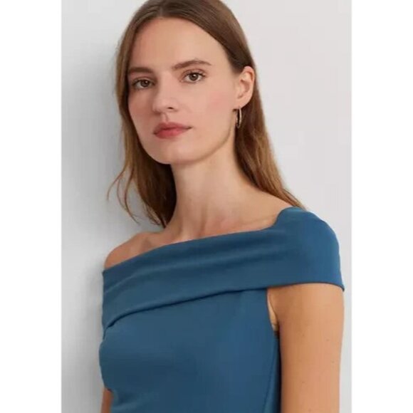 Lauren Ralph Lauren Stretch Jersey Off the Shoulder Top Womens S Indigo Dusk - Picture 2 of 12